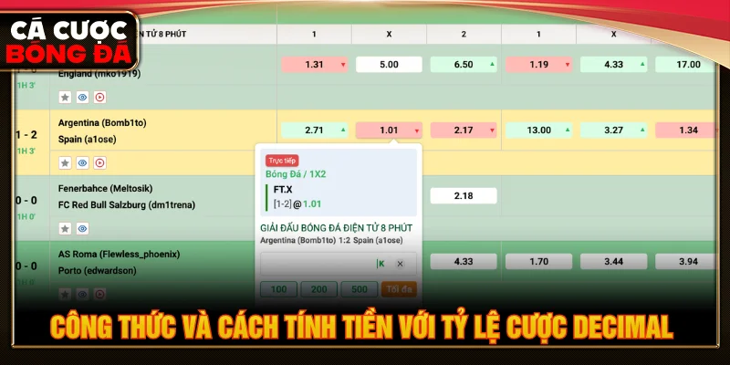 Công thức tính tỷ lệ cược Decimal chi tiết cho người chơi