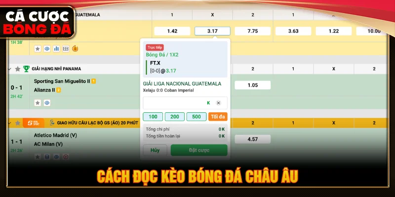 Hướng dẫn cách đọc kèo bóng đá châu Âu đơn giản