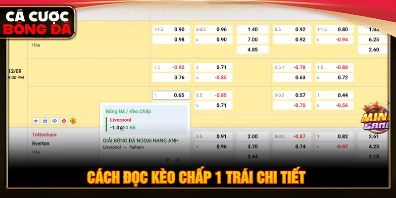Hướng dẫn cách đọc kèo chấp 1 trái